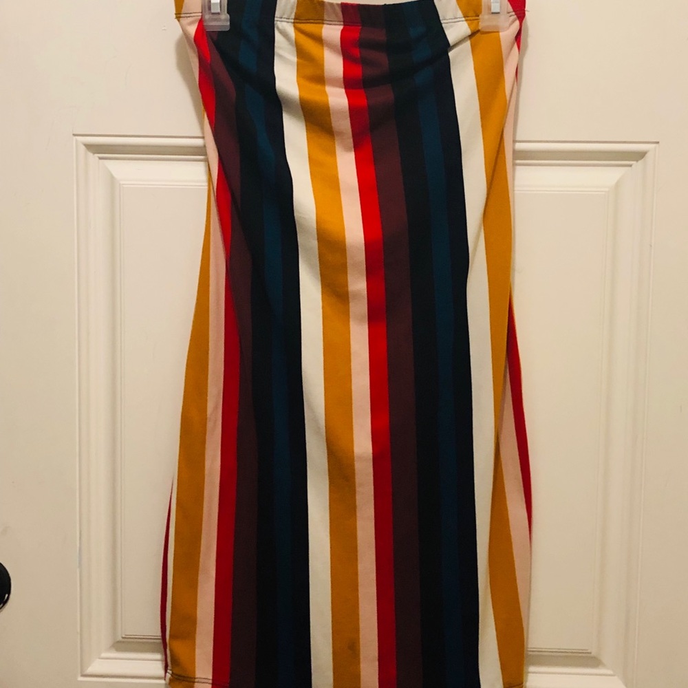 Colorful strapless short casual dress